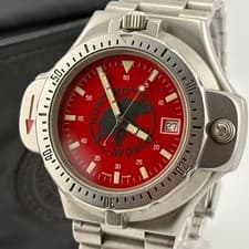 HUNTING WORLD Compass men Quartz red Dial Watch Japan in box  - Rank B