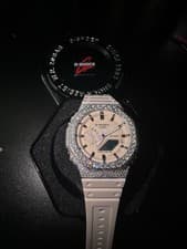 Pink MOISSANITE Real 925 Silver Iced Casio G Shock GA-2100
