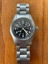 Hamilton Khaki Field Mechanical 38mm black on bracelet, just serviced