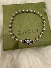 Gucci Trefoil Ball Chain Bracelet Silver New 18cm From Japan