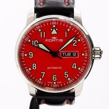 Fortis JP704.21.158 Automatic Working Mens Watch Red Dial Luxury Authentic