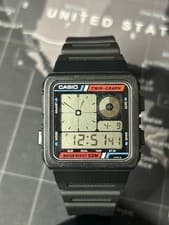 Vintage Casio AE-20W "Twin Graph"  World Time Digital Watch - Black Resin