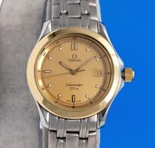 Mens Omega Seamaster 18K Gold & SS watch - Gold Dial - 2411.10