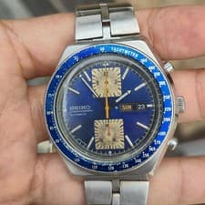 Rare Seiko Kakume Chronograph Automatic 6138 0030 Blue Dial Day Date Vintage