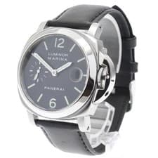 PANERAI LUMINOR MARINA PAM00050 40mm SS Black Dial Leather Strap Date #C304