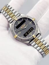 BREITLING AEROSPACE NAVITIMER ANALOG DIGITAL QUARTZ WRISTWATCH TWO TONE TITANIUM
