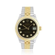 Rolex Two Tone Yellow Gold Datejust 31mm Dark Grey Diamond Dial