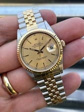 Rolex Datejust 36mm 16233 Champagne Dial Sharp Lugs Box & Papers