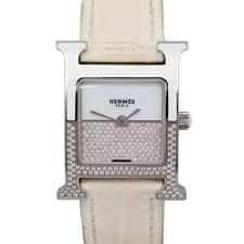 Hermès HH1.234 Heure H Double Journey 21mm Diamond Pave Steel Lady's Watch