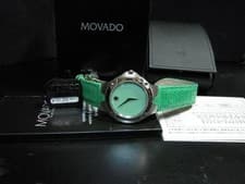 Movado Museum Sport Edition Silver Green Leather Women's Auth w/Box, Warranty