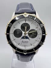 Vintage Rare 90’s Helbros Panda Tachymeter Sun Moon Phase Triple Date Men’s