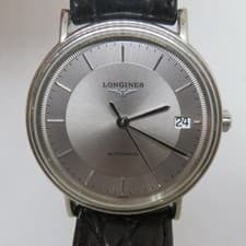 Longines L4.721.4 Men's 33mm Silver Automatic Leather Dress Watch