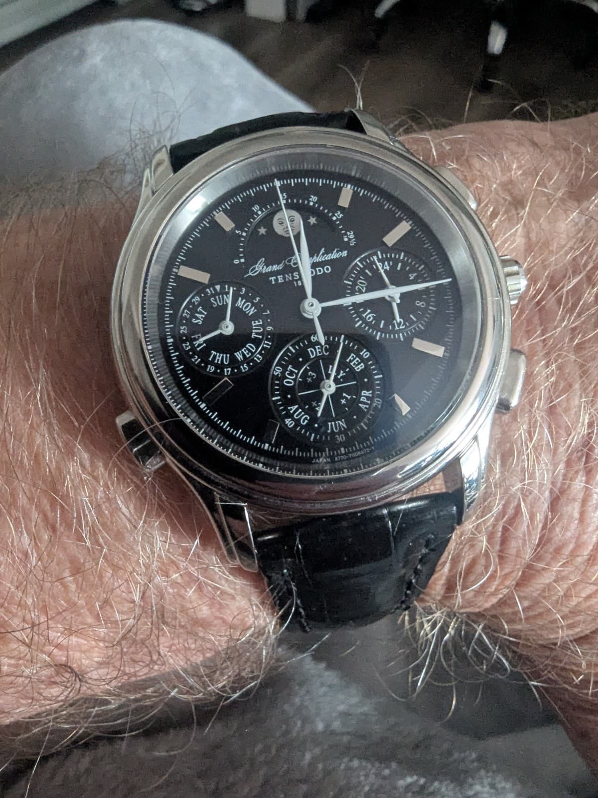 Rare Citizen Tenshodo Grand Complication Quartz Watch Black Dial Japan#022B