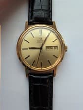 OMEGA Vintage Gold Filled Day/Date Wrist Watch With Omega Strap And Buckle