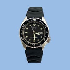 [Good] SEIKO 6458-6000 Quartz Vintage Watch, Black Waterproof silicone band 38mm