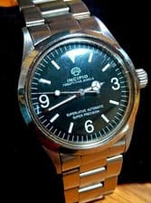 Incipio Super Precision Automatic Watch Black Dial Screw Down Crown Hack