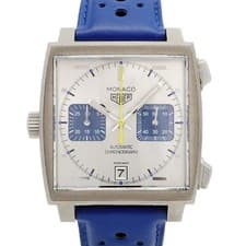 TAG HEUER MONACO FRENCH RACING BLUE LIMITED EDITION 1000 PIECE CAW218C 39 mm