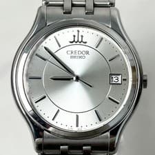 Seiko Credor 8J86-7A00 Quartz Date Silver Watch Working Japan