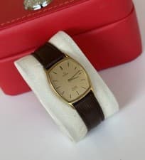 Omega De Ville Quartz 1977 Ref 191.0100.1 Gold Plated Textured Dial Boxed Gents