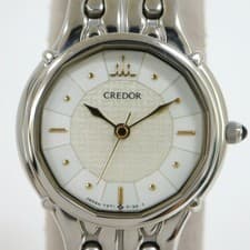 SEIKO Credor Watch Quartz SS White Gold Dial 7371-5030