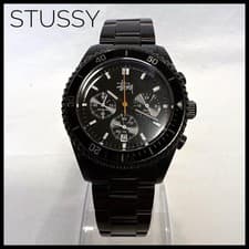 Stussy CREWSADER Chronograph Watch Black Used Limited Edition Working From Japan