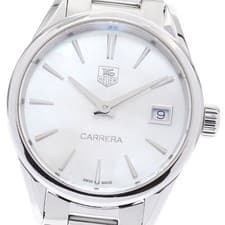 TAG HEUER WAR1311-0 Carrera Date Shell Quartz Ladies Watch From Japan G0425