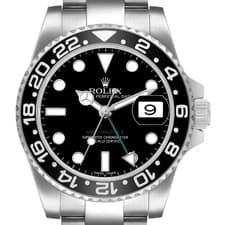 Rolex GMT Master II Black DIal Green Hand Steel Mens Watch 116710 Box Card