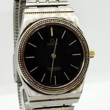 OMEGA Watch Constellation Silver Black Quartz Series Yellow Gold & SS Men's Auth