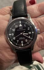IWC Mark XV Automatic Pilot Watch Black Dial Leather Strap Stainless Steel Case