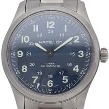 HAMILTON Khaki Field Watch 38mm Automatic H702050/H70205140 TI mensWatch blu...