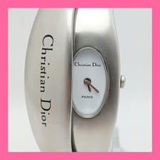 Christian Dior Bangle Watch Wb8101 Working Stainless Used New Battery Japan Auth