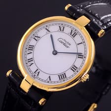 Vintage Cartier Must De Vendome Vermeil Quartz White Dial Dress Men's Watch
