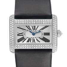 Cartier Tank Divan Silver Dial Diamond White Gold Ladies Watch WA301271