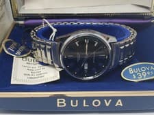 NOS 1971 Caravelle Bulova Speidel Black Dial Watch. Box and Papers