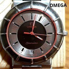Omega Men's Watch Seamaster Dynamic Date Rare Silver Belt Date Indicate #743