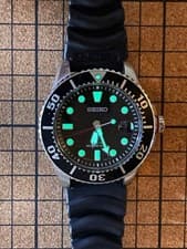 SEIKO Prospex V157-0BT0 Black Dial Rubber Solar Men's Watch Used Working #28