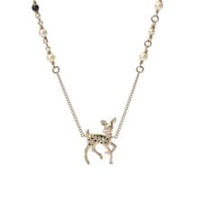 Used CHANEL Ladies Necklace Gold White Black Metal Resin Pearl Rhinestone from J