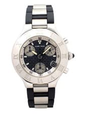 CARTIER Must 21 Chronoscaph 2424 Chronograph Quartz Date Watch W10125U2 w/Box