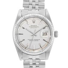 Rolex Datejust 36 1601 Vintage Silver Dial Steel 18k White Gold Mens Watch 1967