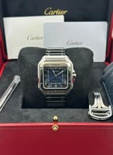 2025 Cartier Santos Blue Dial Large Size WSSA0071 Unworn Complete Set