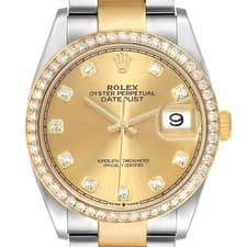 Rolex Datejust 36 Steel Yellow Gold Diamond Dial Mens Watch 126283 Box Card