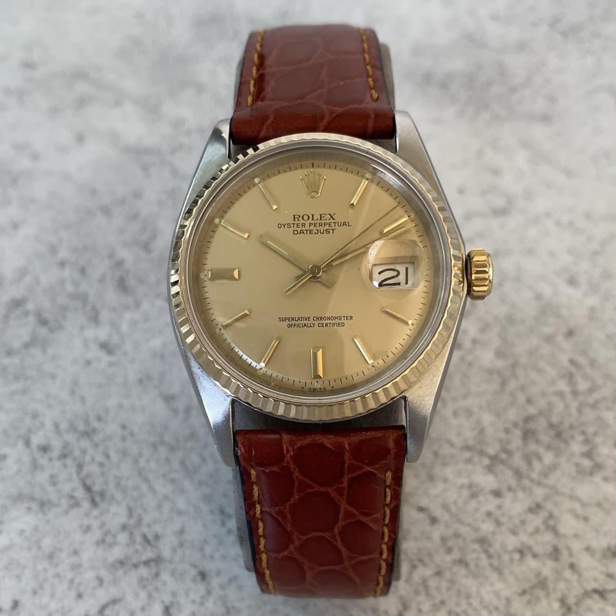 1967 Rolex Datejust Oyster Perpetual 1601 Bi-Metal 18k Swiss Vintage Watch-LIVE