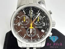 TISSOT Chronograph Men’s Watch T461 Silver Stainless Steel Black Dial Quartz