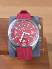 Farer Aqua Compressor Hecla Red Dial Diver Watch Auto Red Rubber Strap 30ATM