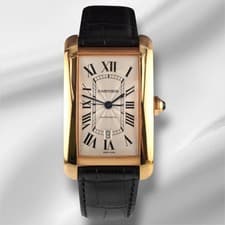 Cartier 31mm Tank Americaine XL Rose Gold Silver Dial Automatic Men's Watch 2927