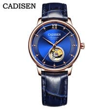 CADISEN Men's Automatic Watch 40mm MIYOTA 90S5 Sapphire Leather Blue Dial
