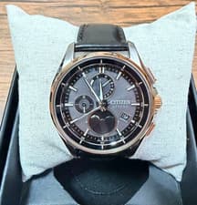 Citizen Attesa BY1004-17X Moon Phase Eco-Drive Solar Radio Men Watch used