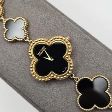 Van Cleef & Arpels Alhambra VCARO40R00 18K Yellow Gold Black Dial Quartz Ladies