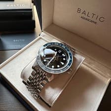 Baltic Aquascaphe gmt Wristwatch Black Silver Analog Mechanical Automatic Men