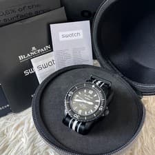 Blancpain Swatch Fifty Fathoms Bioceramic SO35B400 Black Dial Automatic w/Box